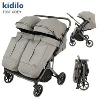 Poussette double Kidilo avec poignée réversible, position haute, siège double, légère, pliable, entièrement inclinable