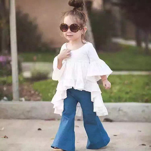 INS Kids Tales Ropa para niños <span class=keywords><strong>Primavera</strong></span> Nueva tendencia Bebé Hada Vestido <span class=keywords><strong>de</strong></span> cola larga Característica sin arrugas Desgastado Casual 2T 2 piezas - Product Image 1