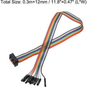 Câble plat arc-en-ciel Meccanixity 10 broches, pas de 2,54 mm, FC femelle vers fils de liaison 10 broches pour électronique sur breadboard - Product Image 3