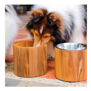 Mangkuk Hewan Peliharaan Kayu Aman untuk Pencuci Piring Ditinggikan dengan Dudukan Yang Dapat Dilepas Sisipan Baja Tahan Karat untuk Makanan dan Air - Product Image 2