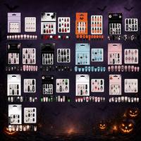 Lot de faux ongles Halloween à presser, 13 modèles variés (effrayants, gothiques, fantômes, chauves-souris, citrouilles), Fournisseur d'usine OEM ODM personnalisé