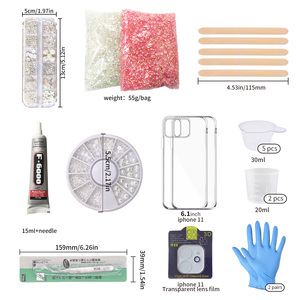 Ốp Lưng Điện Thoại Bằng Nhựa Resin Tương Thích Với iPhone 11 12 13 Bộ Dụng Cụ Tự Làm Bao Gồm 2 Chiếc Ốp Lưng Điện Thoại Mềm Trong Suốt Họa Tiết Kim Cương - Product Image 3