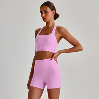 OEM Active Wear Women Cross Back Cropped Tank Top Wide Hem High Push up Sports Bra for Women Fitness Gym Bras