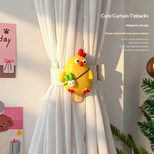 Lindos Abrazaderas de Cortina con Diseño de Girasol, Minimalistas y Modernas, con Botones a Presión, Cuerdas para Atar, Decoración para el Hogar, Dormitorio, Habitación Infantil, Cortina Transparente - Product Image 3