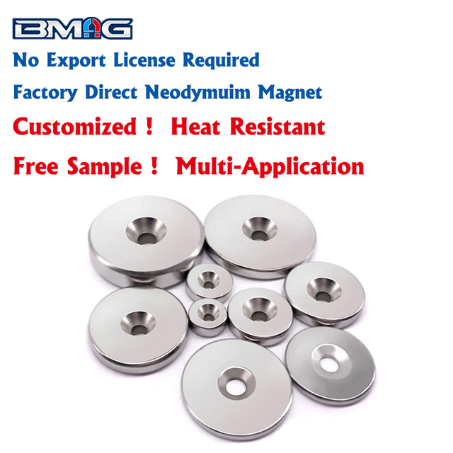 High Power NdFeB Round Magnet with Hole 6000 Gauss Zinc Plated Corrosion Resistant Custom Size OEM Service Magnet