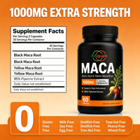 Compléments alimentaires FJSquare Maca Men Power Plus, extrait de Maca jaune, rouge et noir, 1000 mg, capsules de racine de Maca