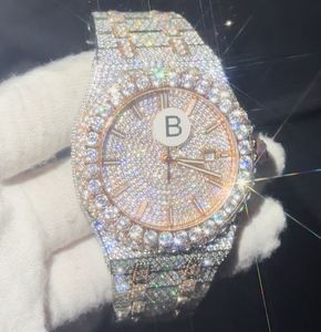 VVS D Color Moissanite Reloj Totalmente Automático Mecánico Movimiento Suizo Lujo Busto Abajo Reloj Diseñador Hip Hop Reloj - Product Image 1