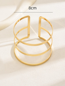 Brazalete Metálico Punk Minimalista Geométrico de Tres Capas, Cadena Corporal Estilo Urbano, Ajustable, Hueco Abierto, Exagerado, Europeo y a - Product Image 6