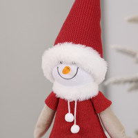 Yeni Stil El Yapımı Çevre Dostu Kırmızı Kumaş Noel Süsleri Noel Baba Ren Geyiği Ayakta Duran Figür Bebek Süsü Kardan Adam