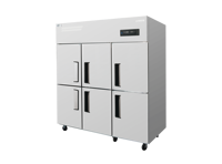 Réfrigérateur-congélateur vertical commercial en acier inoxydable, refroidissement par air, refroidissement direct, double température, argent, dégivrage automatique