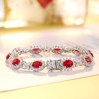 Bracelet pour femme en saphir naturel et rubis, chaîne à maillons en fer, pierres précieuses colorées - Cadeau d'anniversaire pour le bureau/la carrière