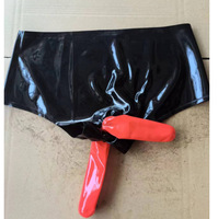 Sous-vêtements sexy en latex sous-vêtements sexy en latex shorts double ensemble pénis droit ensemble anal droit ensemble