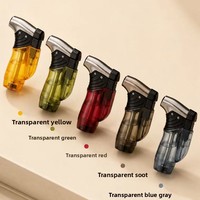 Briquet à cigare GUEVARA coupe-vent à flamme unique, pistolet de soudage droit, boîte à gaz transparente, torche à flamme jet portable pour cigares