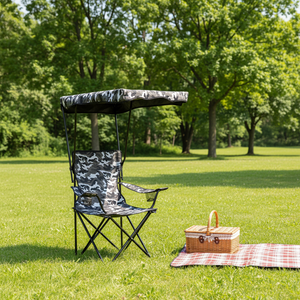 Chaise de camping pliable légère, portable, durable et écologique avec auvent pour l'extérieur et la plage – Silla De Playa - Product Image 1