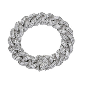 สร้อยคิวบาสำหรับผู้ชาย, สร้อยข้อมือคิวบาสามแถวขนาด 19 มม., สร้อยคอแฟชั่นเทนจิงแบบแถวเดียว - Product Image 5