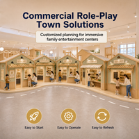 Module de jeu commercial pour maisonnette de jeu, avec comptoir et fenêtre, testé TUV, modules de façade de magasin pour café de jeu, route de circulation et village de simulation