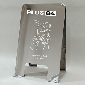 Stainless Steel a Frame Sign Custom <b>Mirrored</b> Brushed <b>Foldable</b> Floor Standing Sidewalk Sign for Shop Store Front - Product Image 1