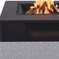 Brasero au charbon de bois MGO au design moderne sans grille de protection, dessus ouvert, base carrée en pierre, mobilier d'extérieur pour jardin et terrasse
