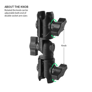 VINmounts Composite Double Socket Swivel & Ratchet Arm <b>stand</b> Compatible with All Industrial 1" Ball Components VIN-B-DLG-03 - Product Image 4