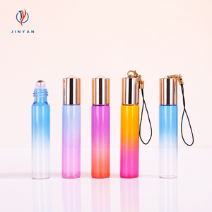 10ml 5ml <span class=keywords><strong>Rainbow</strong></span> rullo di vetro bottiglie colore gradiente con catena chiave dimensione del campione profumo profumo olio essenziale fiale rullo - Product Image 1