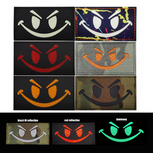 Patch Riflettente con Faccina Sorridente in Feltro PU Ecologico Fatto a Mano, Termoadesivo a Infrarossi per Zaini e Cappelli da Esterno - Product Image 2