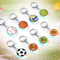 Gantungan Kunci LED PVC Cetak UV Sepak Bola Bola Basket Tahan Air Cahaya Terang Hadiah untuk Penggemar Olahraga Aksesoris Tim untuk Dibawa Sehari-hari Bentuk 3D