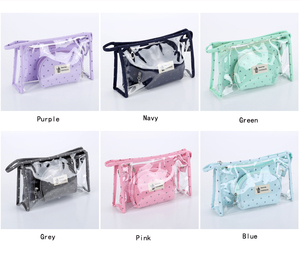 Logo personalizzato Travel Organizador De Maquillaje in PVC trasparente impermeabile grande capacità cerniera trasparente borsa per il trucco 3 pz - Product Image 2