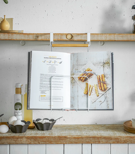 Organisateur <span class=keywords><strong>de</strong></span> <span class=keywords><strong>cuisine</strong></span> à deux niveaux Porte-livres <span class=keywords><strong>de</strong></span> <span class=keywords><strong>cuisine</strong></span> pour tablettes en métal et bois - Product Image 3