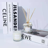 Ensemble diffuseur de parfum en verre artisanal avec bougie en cire de soja, parfum fruité, aromathérapie, décoration de la maison pour la Saint-Valentin, boîte cadeau