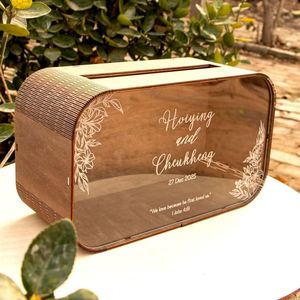 Wooden <b>Wedding</b> <b>Card</b> <b>Box</b> 20x12x7.5cm Personalized Gift <b>Box</b> For <b>Wedding</b> Reception - Product Image 1