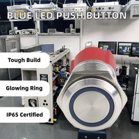 Interrupteurs à bouton-poussoir LED bleus en acier inoxydable IP65 1NO 16 mm pour appareils électroménagers 250 V 15 A