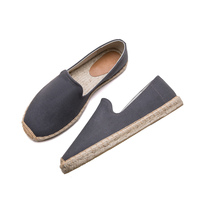 Espadrilles en toile et paille pour hommes, semelle extérieure en caoutchouc, respirantes, antidérapantes, absorbant la transpiration, faciles à enfiler