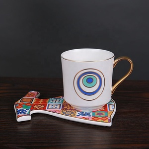Turkish Eye Black <b>Tea</b> <b>Cup</b> and Saucer Ceramic Coffee <b>Cup</b> <b>Set</b> White and Golden Line Afternoon <b>Tea</b> <b>Set</b> Ceramic Mugs <b>Tea</b> <b>Cup</b> - Product Image 3