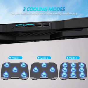 Meilleures ventes d'<span class=keywords><strong>Amazon</strong></span>, ventilateurs de refroidissement à 9 LED, support de refroidissement pour ordinateur <span class=keywords><strong>portable</strong></span>, support pour smartphone de 17,3 pouces, <span class=keywords><strong>refroidisseur</strong></span> pour ordinateur <span class=keywords><strong>portable</strong></span> - Product Image 6