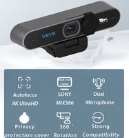 Kamera USB PC Full HD Autofokus 8K 4K Audio Dua Arah Sudut Lebar 98° Bersertifikasi CE/FCC dengan Mikrofon Penutup Privasi Sampel Gratis
