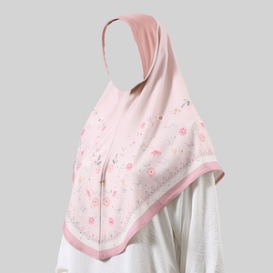 Foulard à imprimé floral pour <span class=keywords><strong>femme</strong></span> - Grand hijab à enfiler, nouveau bonnet doux avec visière - Product Image 1