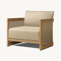 Ensemble de table de balcon en rotin Table de thé de jardin extérieure et chaise longue en osier Ensemble de canapé en rotin pour hôtel en bois de teck moderne