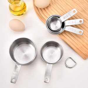 Ensemble de tasses à mesurer en acier inoxydable, 5 pièces, double échelle, outil de cuisine pour la pâtisserie, résistant à la chaleur, cuillère ronde pour café, lait en poudre - Product Image 5