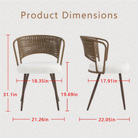 Fauteuil d'appoint style farmhouse avec dossier en rotin, chaises de salle à manger en osier pour cuisine et restaurant intérieurs