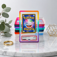 Protection pour cartes gradées PSA, coque transparente en TPU avec bordure scintillante dégradée et plaque arrière transparente pour slabs de collection