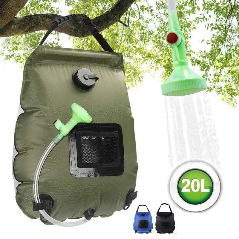 NPOT Outdoor Camping Heating Shower Bathing Bag Portable Heating Shower Bags Foldable 20L Solar Water Storage Bags