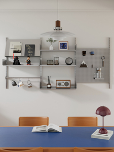 Étagère murale en acier inoxydable pour petits appartements, présentoir à bijoux et à vaisselle - Modulaire, durable, facile à nettoyer - Product Image 1