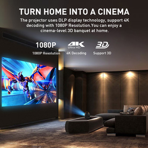 Portable 200ANSI Native 1080P DLP <b>Projector</b> Outdoor 12V 8m Projection <b>Android</b> LED 4K Smart 3D Movie Video With Battery P12 1080p - Product Image 4