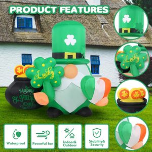 Gnome gonflable de 4 pieds pour la Saint-Patrick avec trèfle <span class=keywords><strong>et</strong></span> cœur, décorations lumineuses LED gonflables pour la cour, le porche <span class=keywords><strong>et</strong></span> la décoration de fête - Product Image 5