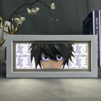 Figurines d'anime Boîte d'anime pour la décoration de chambre d'enfant Boîte à lumière découpée en papier 3D Sculpture au laser Veilleuse à led Éclairage décoratif