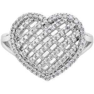 Jewelspaark – bague en diamant 0.59 Cttw, coupe ronde, en argent sterling 925, en forme de cœur, bijoux de fiançailles pour femmes, taille 8 - Product Image 1