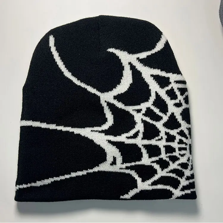Custom Woven Label 21 Colors Spider Web Beanie Cap Comfortable Warm Sport Adult Knitted Winter Hat Beanie Hat