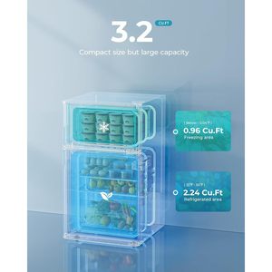 Mini-réfrigérateur Euhomy avec congélateur, 3,2 pieds cubes, 2 portes, compact, pour dortoir, chambre, appartement, bureau, noir, électrique - Product Image 3