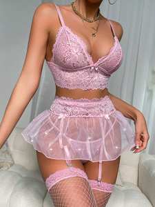 Sıcak satmak seksi kadınlar şeffaf erotik 2 parça dantel Lenceria Set seksi iç çamaşırı setleri dantel iç çamaşırı bayan seksi iç çamaşırı - Product Image 5