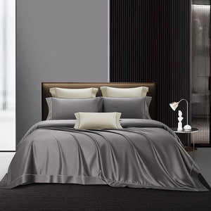 Parure de lit en coton Pima, 200 fils, couleur unie blanche, taille double, coton à fibres longues, pour usage domestique - Product Image 3